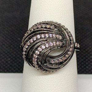 RS Covenant #6261 Cubic Zirconia Fancy Swirl Knot Silver Rhodium Plated Ring